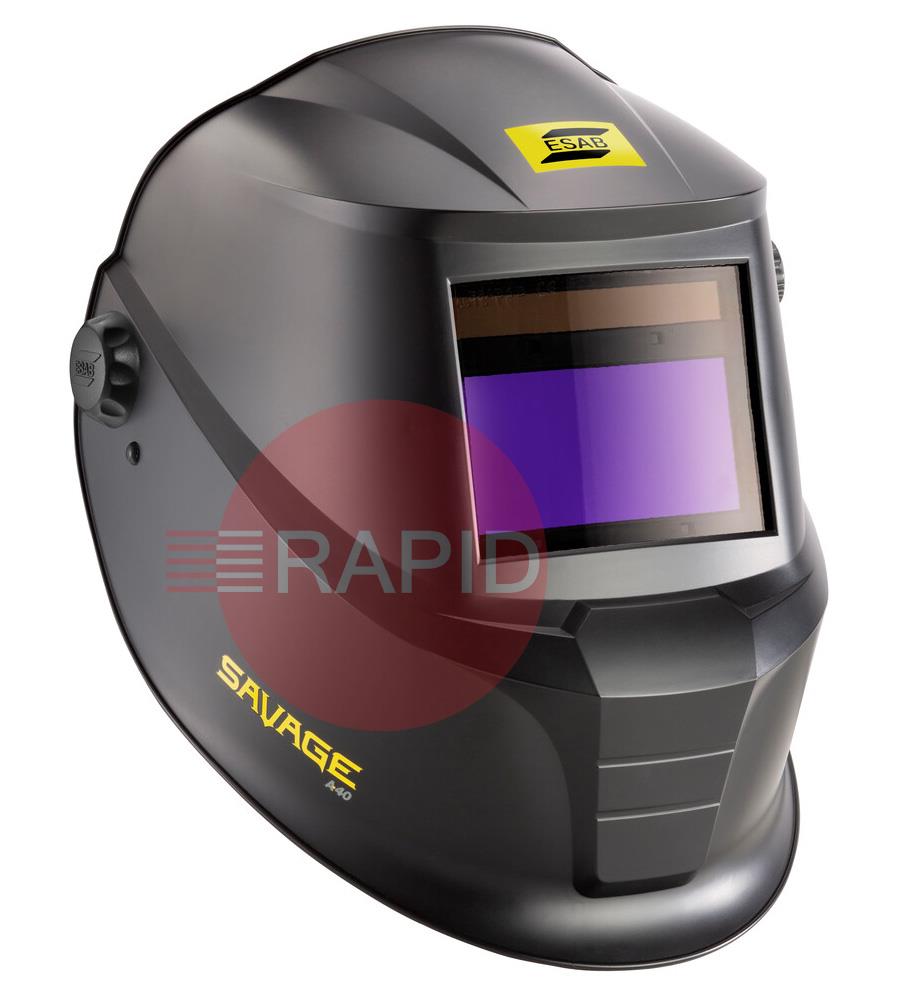 0700000490  ESAB Savage A40 Auto Darkening Welding Helmet, Shades 9-13 - Black